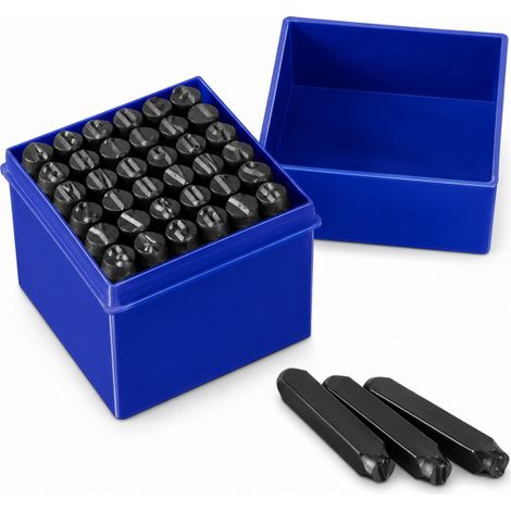 Set 36 Punzoni Alfanumerici 6 mm in Acciaio Temprato con Custodia