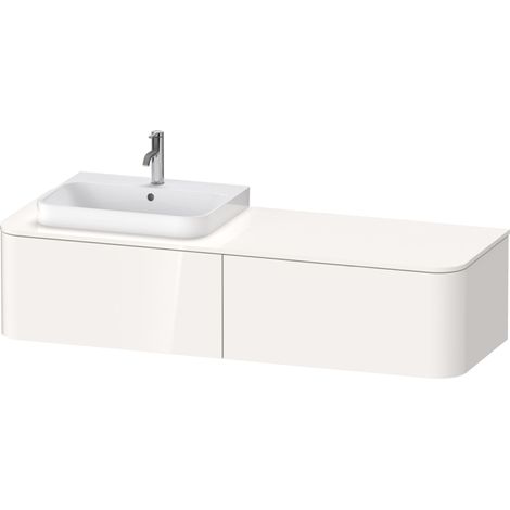 Duravit Happy D.2 Plus Meuble sous-lavabo pour console murale, 1600x550 mm, 2 tiroirs, pour lavabo Position gauche, Couleur (avant/corps): Laque mate en soie blanche - HP4934L3636 (1/5)