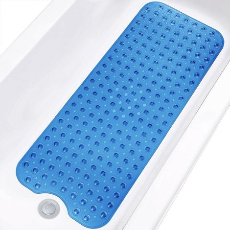 Tappetino da bagno e doccia extra lungo, antiscivolo (99 x 41 cm), lavabile in lavatrice, con ventose e fori di drenaggio per il bagno - Crezuo