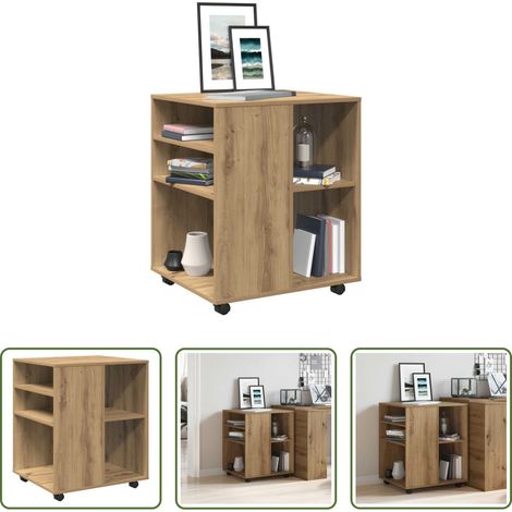 vidaXL Armoire chêne - Armoire roulante chêne artisanal 60x53x72 cm bois d'ingénierie (1/5)