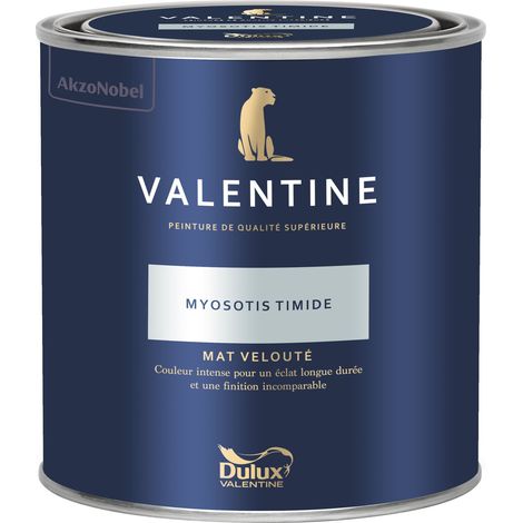 [PROMO] Dulux Valentine Peinture intérieure de haute qualité - Valentine - Couleur intense & pouvoir couvrant élevé - Mat Velouté Myosotis Timide 0,5 L