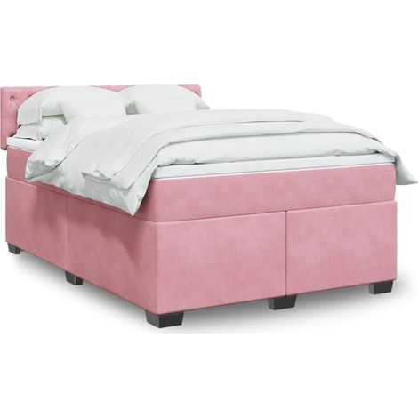 vidaXL Sommier à lattes de lit avec matelas Rose 160x200 cm Velours