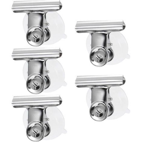 Pinces à Ventouses en Acier Inoxydable Lot de 5 Pratiques pour Organisation et Fixation sur Surfaces Vitrées la Cuisine et Salle de Bain