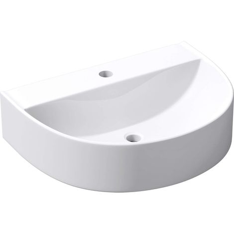 Mai & Mai Lavabo da Appoggio 60X45X18cm, Lavandino Bagno Brüssel896 Lavabo in Ceramica Bianca Nano Rivestimenti (1/5)