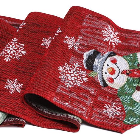 Weihnachtstischläufer mit Schneemann- und Schneeflockenmotiv für die Weihnachtsfeier, Küchentischdekoration (1/5)