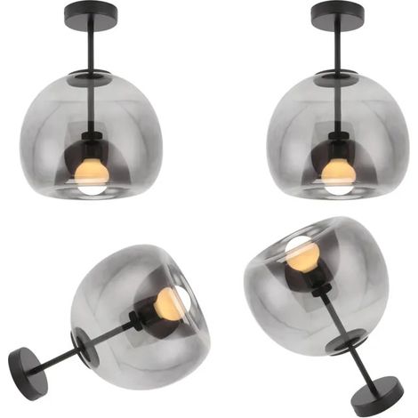 4pcs Lustre Suspension en Verre Moderne,25cm Lampe Suspension Vintage Abat-jour en Verre E27 Lampe de Plafond Style Nordique (1/5)