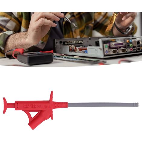 Câble de Test avec Crochet et Connecteur Banane 4mm Rouge pour Multimètre - J.30042 (1/5)