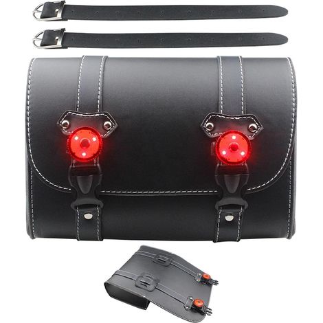 Sacs latéraux pour moto, Sacs latéraux pour moto Sac à outils Sac à main latéral pour moteur en cuir PU Sacs de voyage pour moto vintage multi-positions Sacs latéraux imperméables (1/5)