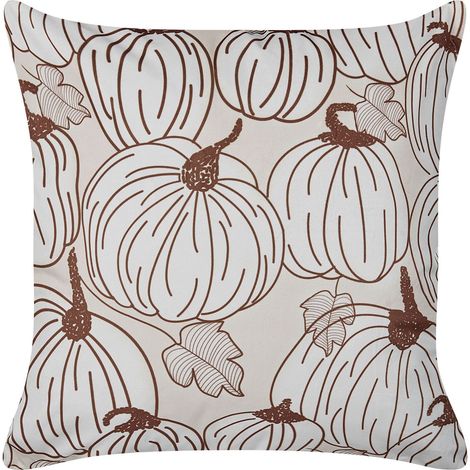 Dekokissen GOURD Samtstoff 45 x 45 cm Beige Pflanzenmuster