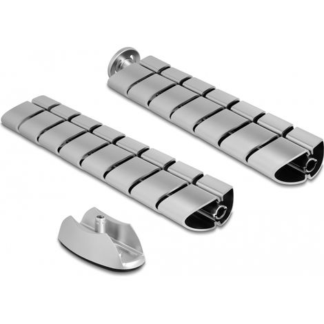 Delock Pasacables para escritorio 740 x 75 mm con altura regulable plata