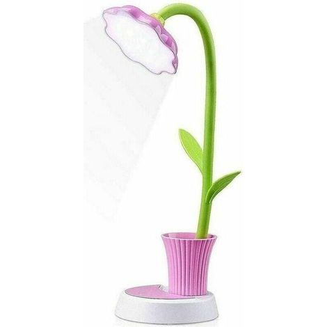 Lampe de bureau rechargeable créative Lampe de table à capteur tactile de protection des yeux LED Lampe de chevet à intensité variable avec porte-stylo (Rose, 10 × 11 × 41 cm)-Fei Yu (1/4)