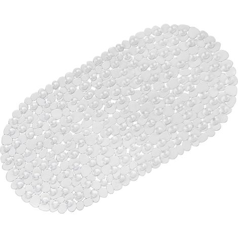 Tapis de bain antidérapant pour l'intérieur de la baignoire, tapis de bain transparent à galets, antidérapant et anti-moisissure, tapis de douche antidérapant, ovale et flexible en PVC (1/4)