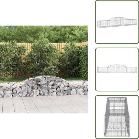 Gabione mit Hochbogen 300x50x40/60 cm Verzinktes Eisen - Gabionenkorb - Gabionenwände - Gartendekoration - Gartenzubehör - Zaun (1/5)