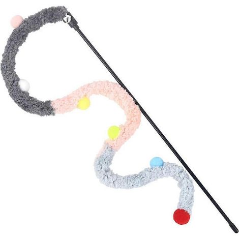 Lot de 5 jouets pour chat : baguette à plumes interactive, gris et rose. (1/5)