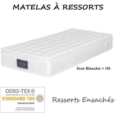 Taschenfederkernmatratze 90x200x25 cm - Einzelmatratze mit 7-Zonen-Schaum und Taschenfedern - Schaum und Federn, Weiß
