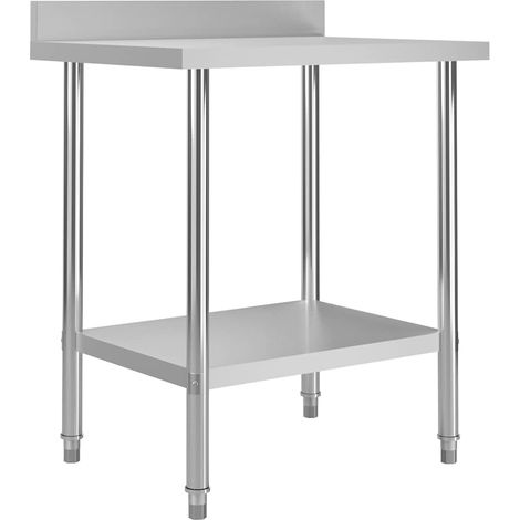 Table de travail de cuisine avec dosseret-Plan de travail de cuisine-Îlot de cuisine 80x60x93 cm Inox (1/5)