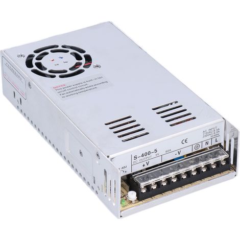 Alimentation à découpage 400W avec pinces, boîtier en alliage d'aluminium, conversion de tension 115-230VAC, modèle S-400-5, sortie 5V/60A (1/5)