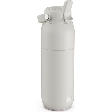 Gourde Isotherme 540 ml (18 oz)- Bouteille Étanche en Acier Inoxydable avec Couvercle Paille, Débit Rapide, Pour Boissons Froides, Format Porte-Gobelet, Blanc (1/5)