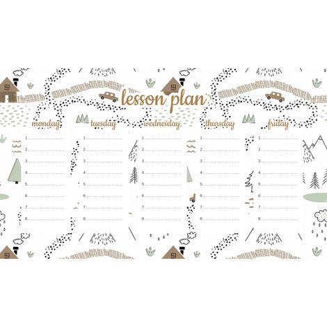 Plan de lección magnético para niños: Vacaciones en el campo, 45 x 26 cm.