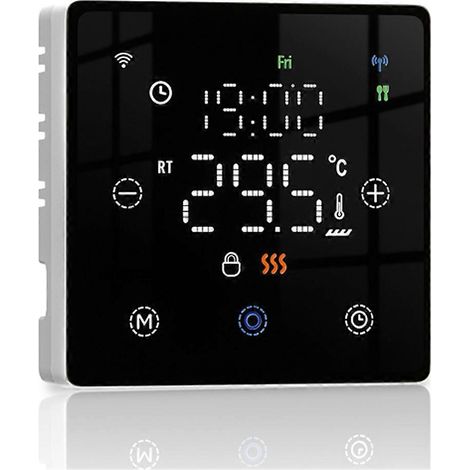 Tuya WiFi Smart Home Intelligente Fußbodenheizung mit intelligentem Schalter und Temperaturregelung für Wasser-/Elektro-Fußbodenheizungen und Gasheizkessel, Schwarz (1/5)