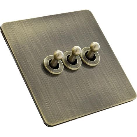 Vintage green bronze rocker switch 86 Brushed metal panel For European house 3 switches (1/5)