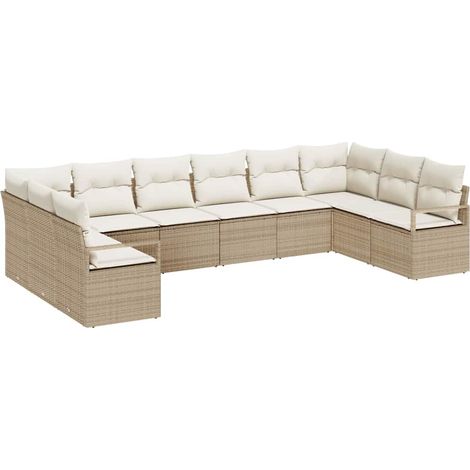 Maison Exclusive - Set Divano da Giardino 10 pcs Beige e Bianco polyrattan
