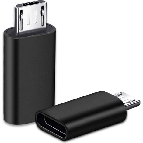 2 Pièces USB C Adaptateur, Micro USB vers USB C, Adaptateur USB C vers Micro USB Connecteur, Adaptateur Type C Fem Micro USB Male Connecteur pour PC, Galaxy, Mate, etc (Noir)