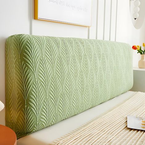 Funda de cabecero jacquard, lavable, elástica, estilo moderno, universal a prueba de polvo, verde, longitud del cabecero 180 cm.