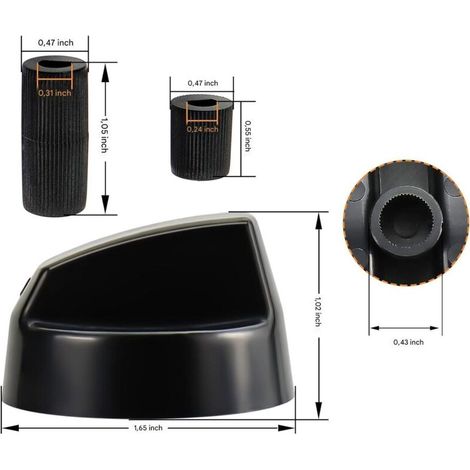 Set di 4 manopole di ricambio per fornelli a gas, diametro interno 6 mm/8 mm, ricambi per forni e cucine - Nere (1/4)