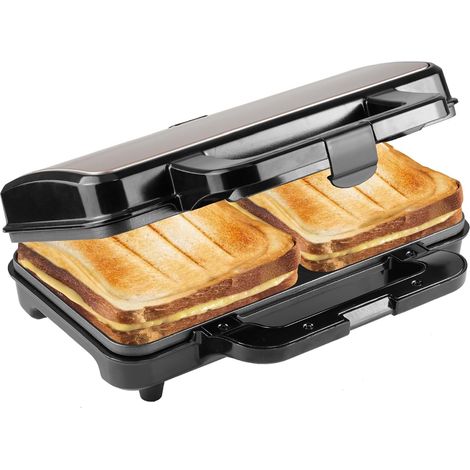 XL appareil croque monsieur, appareil à sandwich idéal pour les sandwichs américains (XL), pour deux sandwichs en forme de coquille, avec réglage automatique de la température, Couleur: Beige (1/5)