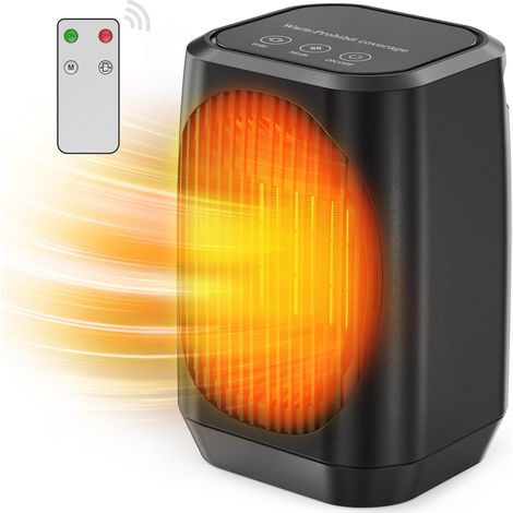 Aiperq Chauffage électrique Portable Oscillant à 70°,Petit Radiateur en Céramique PTC 1200W Avec 3 Modes,Mini Ventilateur de Chauffage/Refroidisseur pour Bureau,Chambre à Coucher, Intérieur (noir) (1/2)