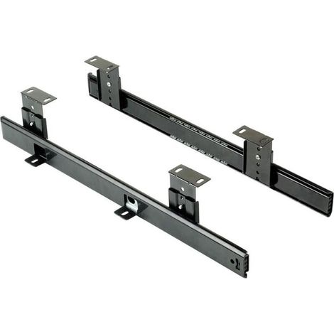Guides coulissants à roulement à billes pour plateau/étagère ou tiroir de clavier sous bureau, kit de guide coulissant réglable en hauteur, acier galvanisé noir (35 cm) (1/4)