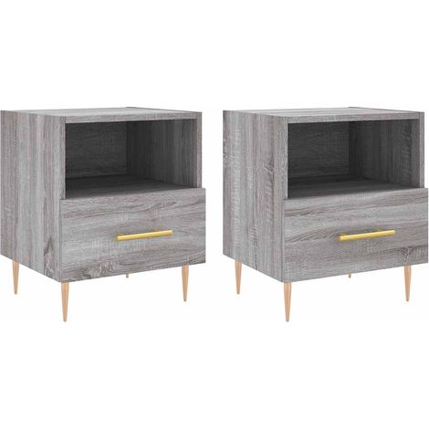 Maison Exclusive - Mesitas noche 2 uds madera ingeniería gris Son
