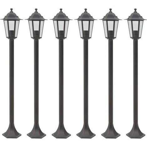 Poteaux de jardin vidaXL, lot de 6, douille E27, 110 cm, aluminium, brun bronze (1/5)