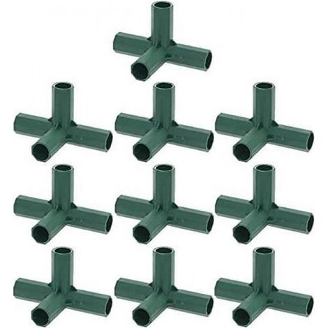 Connecteur Cadre PVC - 10 Pièces - Pour Serre Jardin Et Structure Métallique - 4 Voies Angle Droit - Vert (1/4)