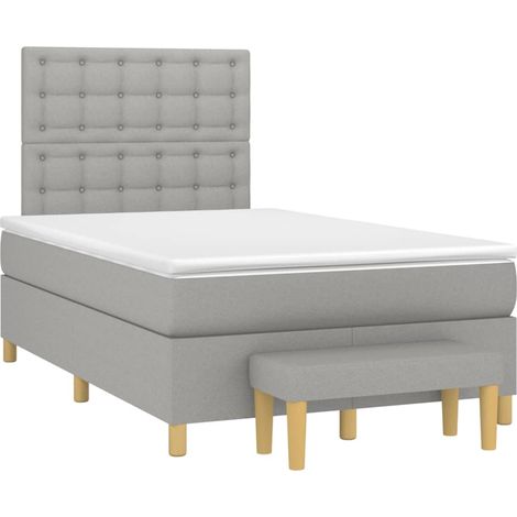 Sommier à lattes de lit et matelas gris clair 120x190 tissu (1/5)