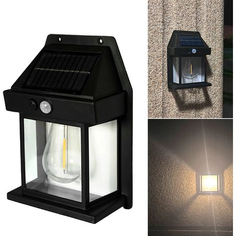 Applique solaire murale, éclairage solaire extérieur, lampe solaire étanche avec détecteur de mouvement, éclairage de sécurité, noir-AquaForge (1/5)