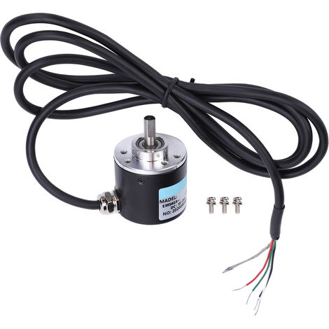 Encodeur rotatif incremental AB 2 phases, axe plein, 5‑24V DC, 1024 impulsions, pour automatisation de bureau et ingénierie. (1/5)