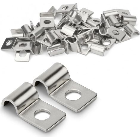 Collier De Serrage En U - Fixation Grillage Rigide Sur Mur - Pour Câble Ou Tube 5-6 mm - Acier Inoxydable 304 - Lot De 30 Pièces