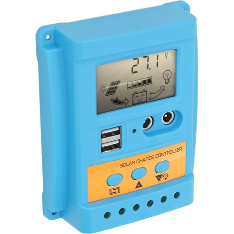 Solar-Laderegler 12V/24V mit automatischer Spannungserkennung, 2 USB-Anschlüsse, LCD-Display, hoher Wirkungsgrad für geschlossene Batterien, 50A (1/5)