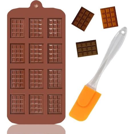 Moule en silicone - Antiadhésif - 12 cavités - Spatule incluse - Chocolat maison - Gaufres (1/4)