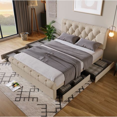 Letto matrimoniale con 4 cassetti 140x200 cm OKMYHOME (1/5)