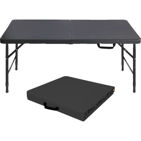 Table pliante, hauteur réglable, design robuste, Noir (1/2)