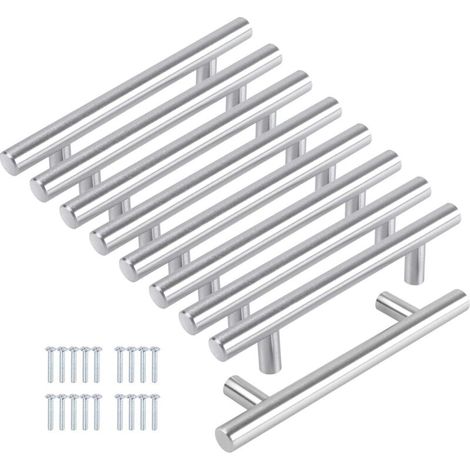 Juego de 8 tiradores para armarios de cocina, tiradores para puertas de cocina de 128 mm, tiradores para armarios de cocina en acero inoxidable y níquel cepillado, distancia entre orificios de 128 mm. (1/4)