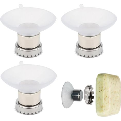 Lot de 3 Porte-Savon Magnétique à Ventouse Puissante - Sans Perçage, Aimanté pour Cuisine et Salle de Bain