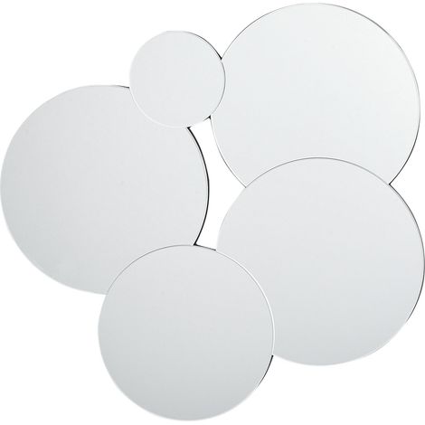 Miroir Mural en Verre Décoratif 80 x 82 cm Sans Cadre avec Cercles Argenté Clais