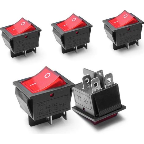 5pcs 4 Pin Red Boat Rocker Switch Light On/Off (1/5)