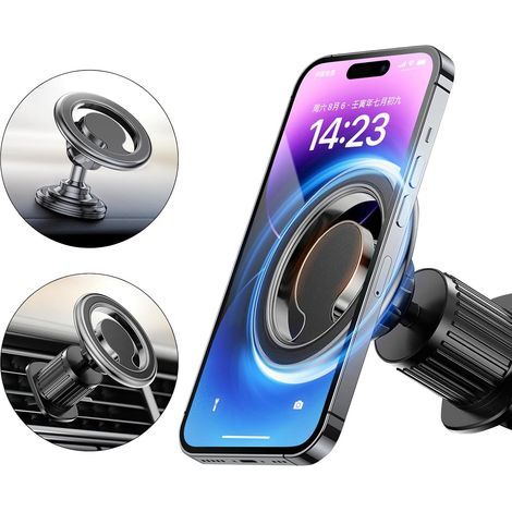 Magnetische Handyhalterung für Lüftungsschlitze und Armaturenbrett, 360°-Drehung, MagSafe für iPhone 15/14/Pro/Plus/Pro (1/5)