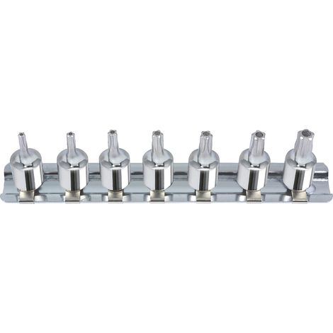 1/4" Jeu de douilles tournevis 5 pans percé CHROMEplus, 7 pcs TS10-TS40