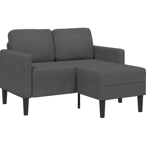 Canapé 2 places avec méridienne en L-Sofa Gris foncé 125 cm Lin (1/5)